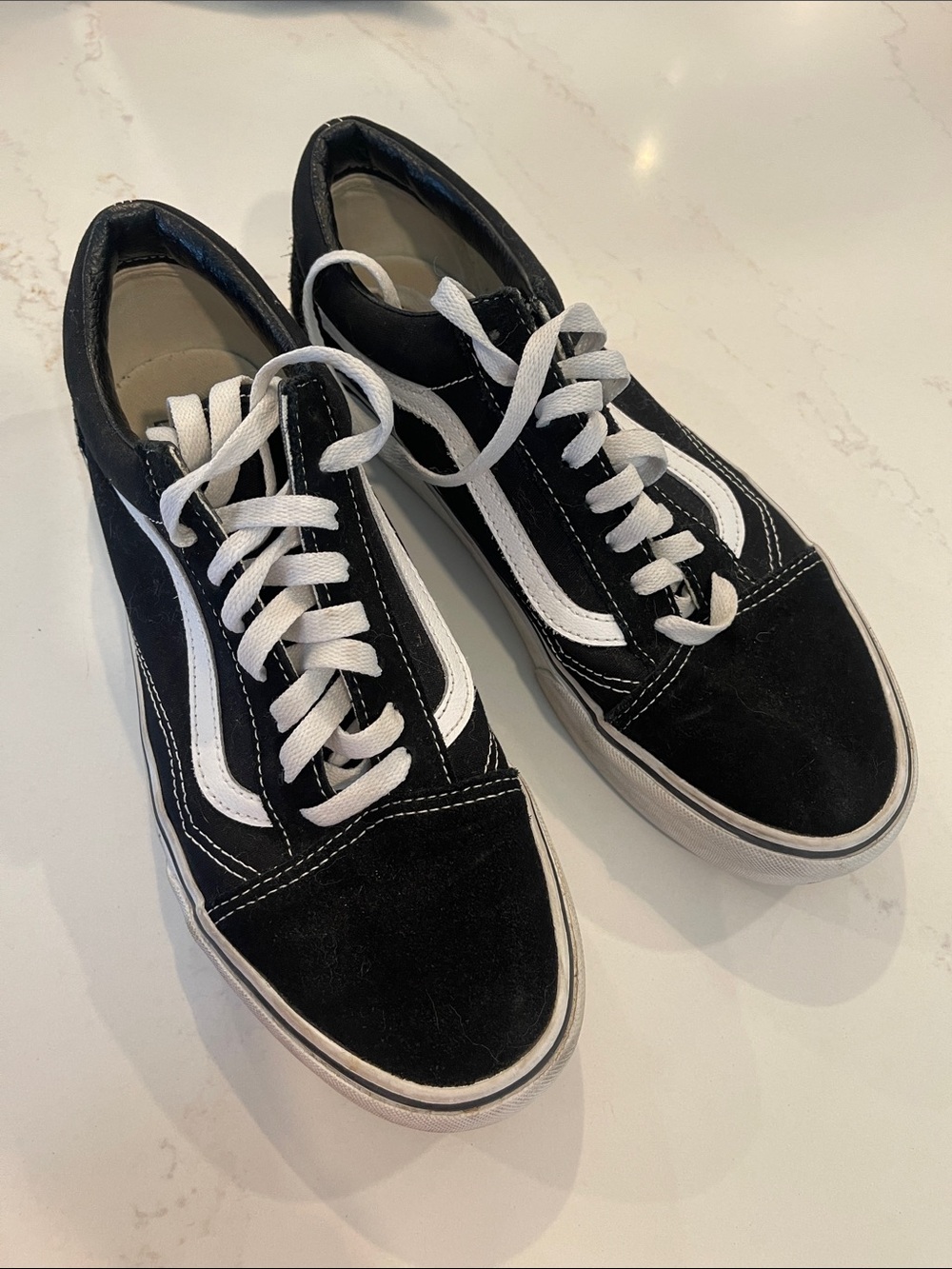 Vans Black Suede Low-Top Sneakers with White Stripe